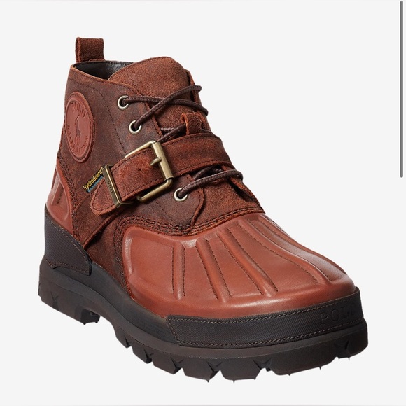 Mens Polo Ralph Lauren Brown Low Waterproof Leather Suede Boots - Picture 4 of 4